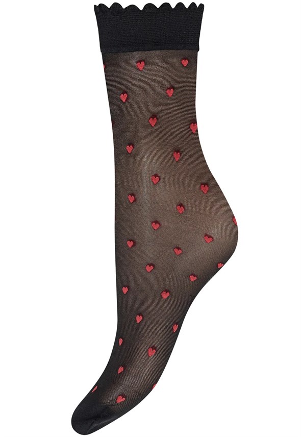 Ankle Heart Sock 30 denier - Red Hearts