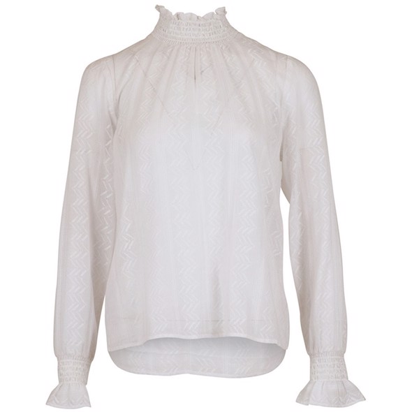 Safira hvid bluse med zig-zag mønster