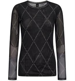 Blouse W/Print - Black Stripe