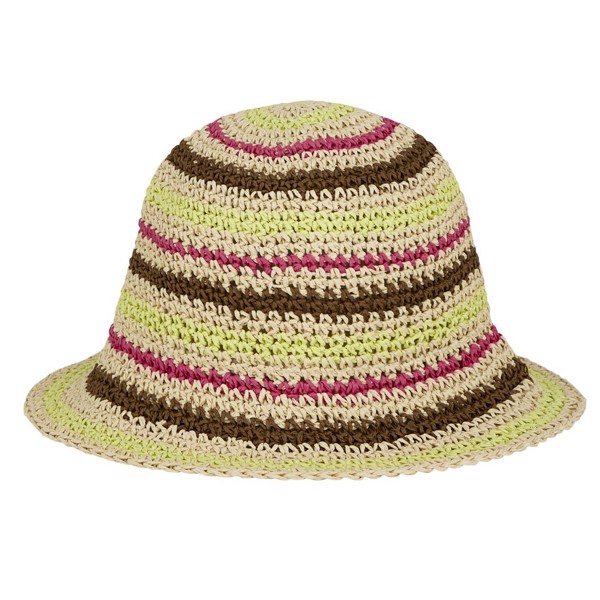 Striped Saverina Straw Hat Limade Green