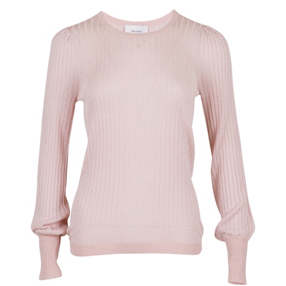 Loline Solid Knit Blouse powder