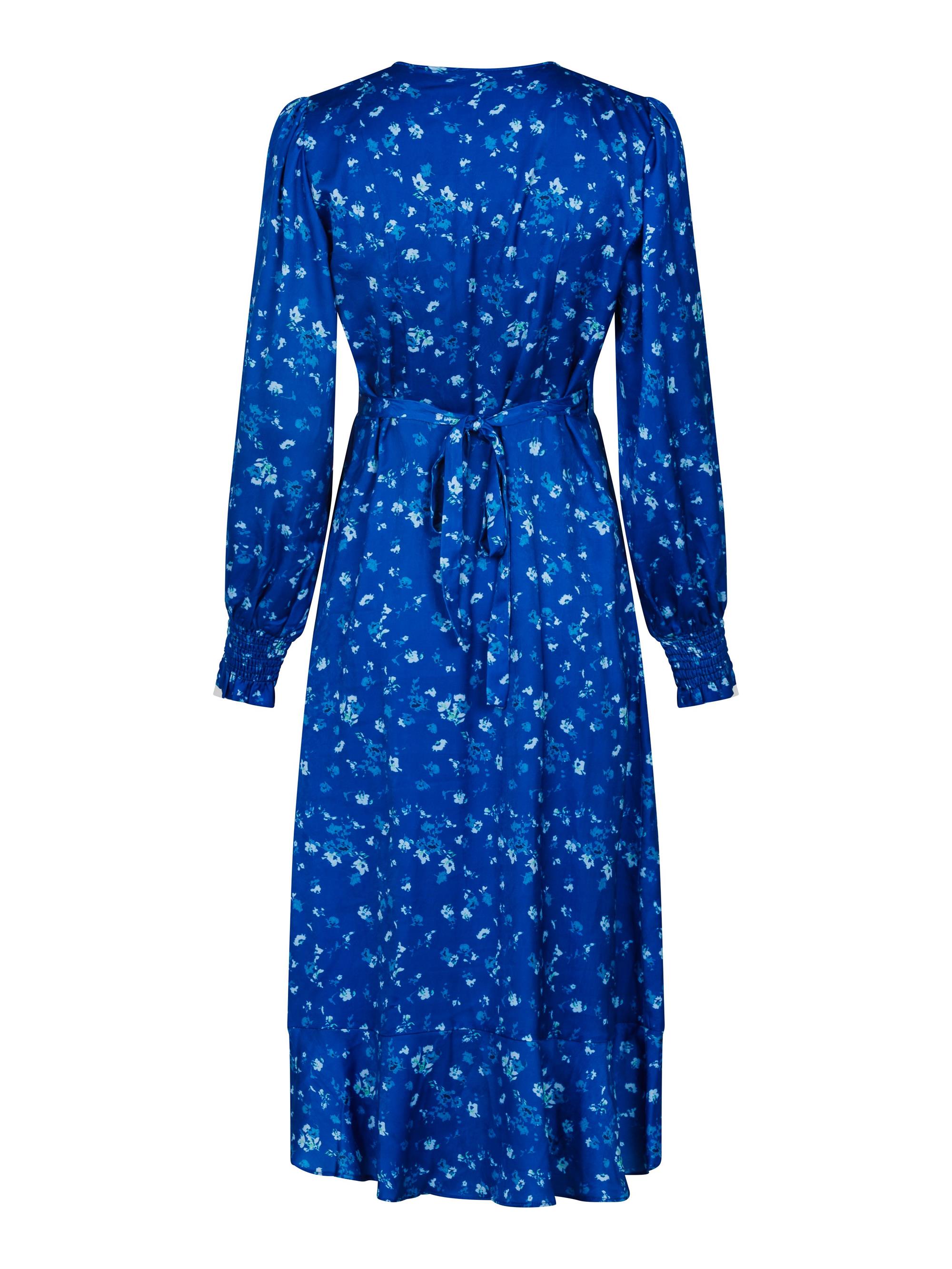 grundlæggende Afvise tackle Neo Noir - Eva Floral Satin Dress Blue