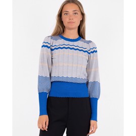 Dary Stripe Knit Blouse Blue