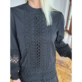 Katja Embroidery Dress Black