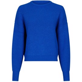 Moana Solid Knit Blouse Blue