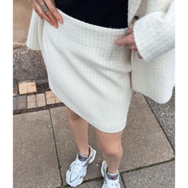 Helmine Check Boucle Skirt Off White