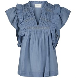 Jayla S Voile Top Smoke Blue