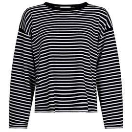 Enna Stripe Knit Blouse Black/White