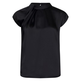 Fleur Drapy Satin Blouse Black