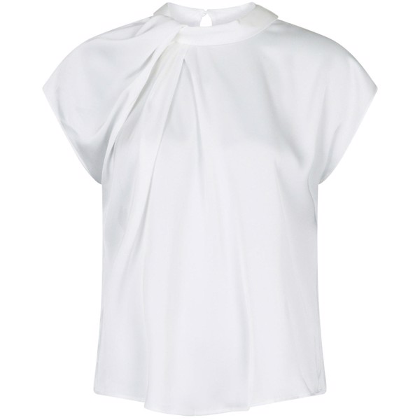 Fleur Drapy Satin Blouse Off White