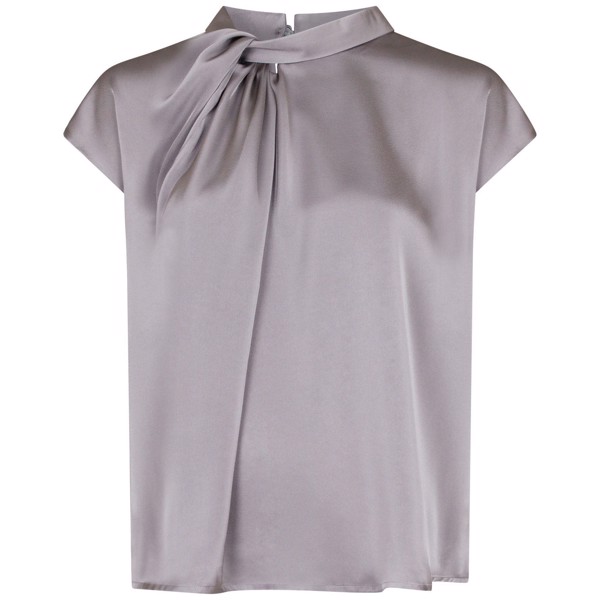 Fleur Drapy Satin Blouse Grey