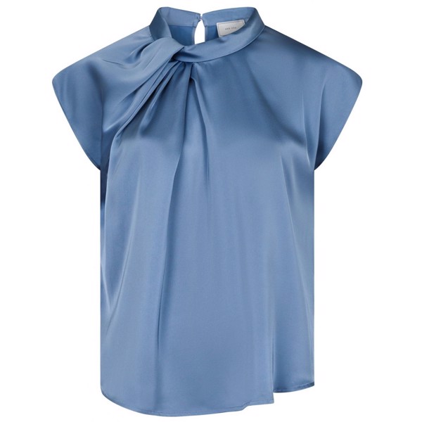 Fleur Drapy Satin Blouse Dusty blue