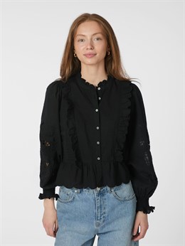 Petrine Embroidery Blouse Black