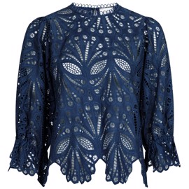 Adela Embroidery Blouse Navy