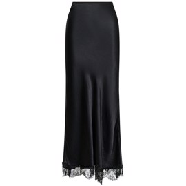 Veroni Satin Lace Skirt Black
