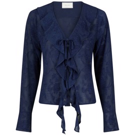 Anika Burnout Blouse Navy