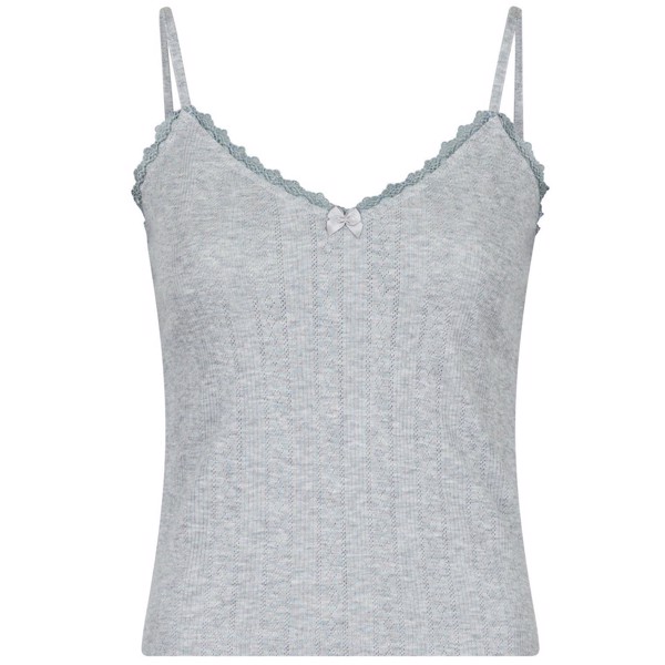 Lindsay Pointelle Top Light Grey