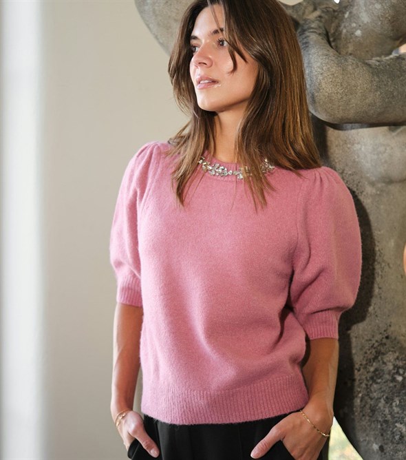 Maia Stone Knit blouse Rose