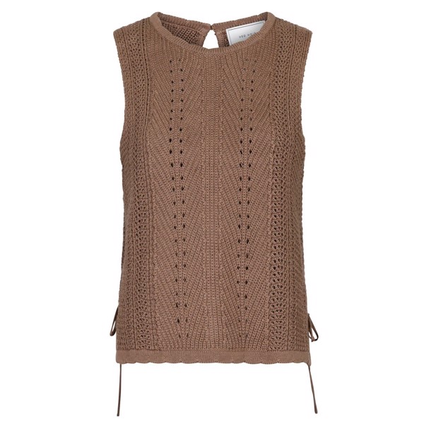 Aritza Crochet Knit Top Dusty Brown