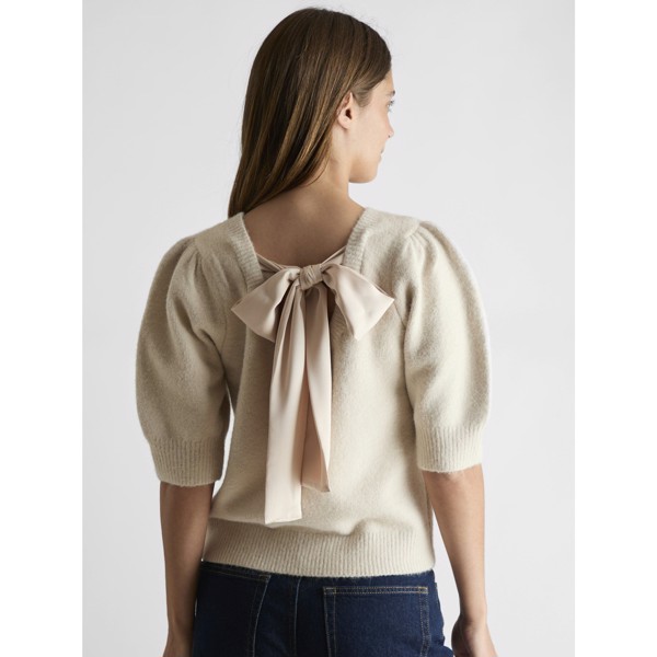 Martha Bow Knit Tee - Ivory