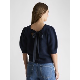 Martha Bow Knit Tee - Navy