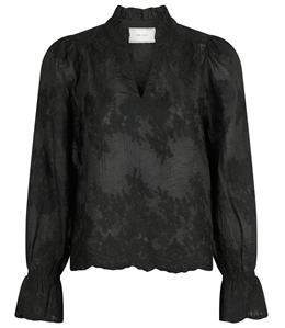 Amara Big Embroidery Blouse Black