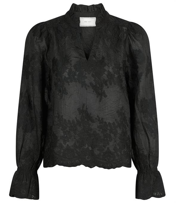 Amara Big Embroidery Blouse Black