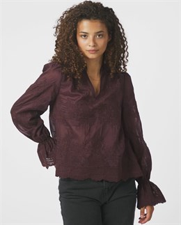 Amara Big Embroidery Blouse Burgundy