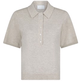 Gracie Knit Polo Tee - Sand Melange