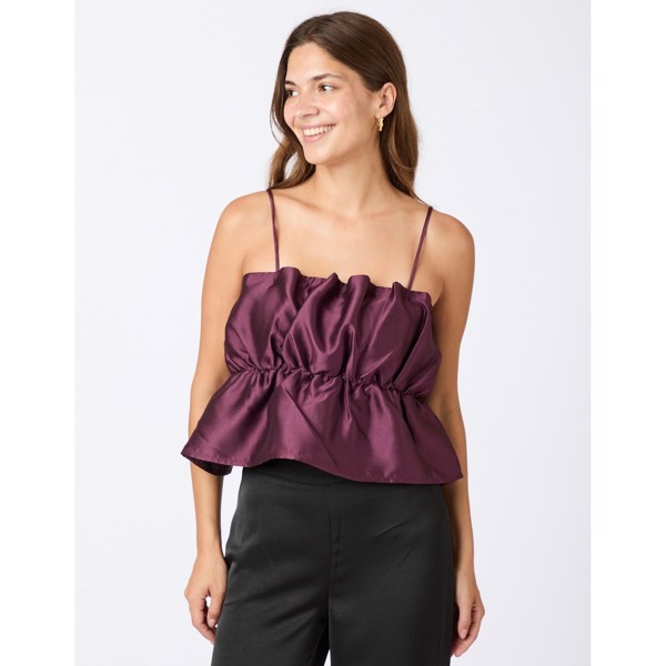 Tipton Dull Satin Top Burgundy