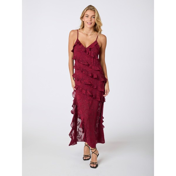 Palazzo Burnout Dress Burgundy