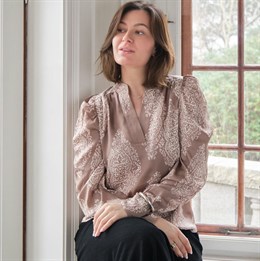 Rosslyn Paisley Drop Blouse - Dark Taupe
