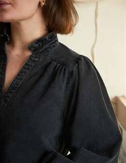 Emmeline Denim Blouse - Black