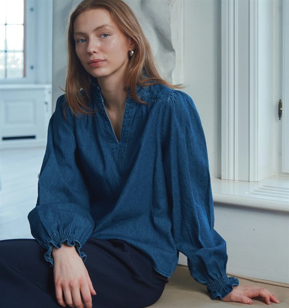 Emmeline Denim Blouse - Dark Blue