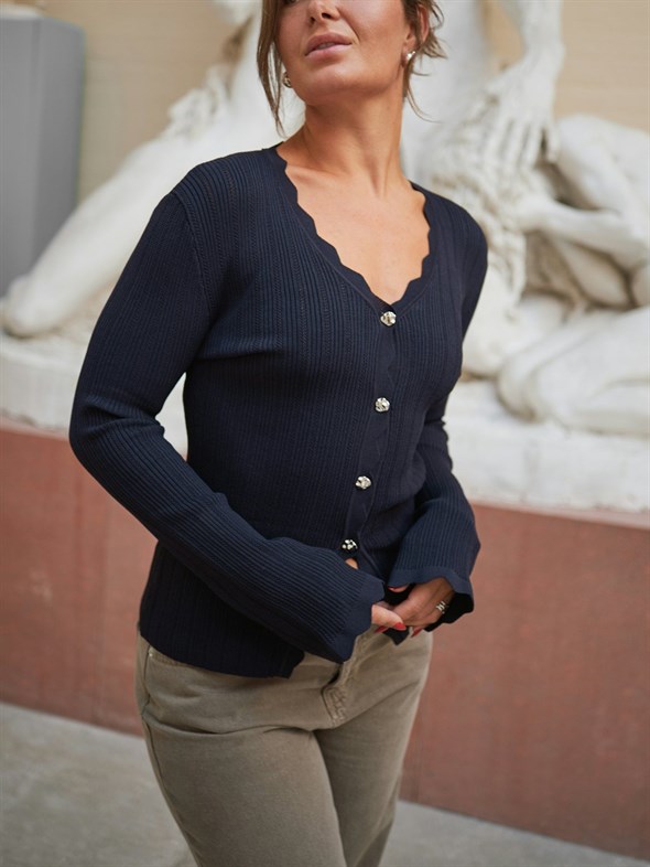 Clara Stitch Knit Blouse Dark Navy