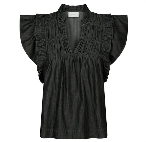 Jayla Denim Top Black