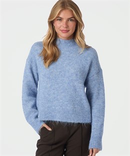 Paulina Fluffy Knit Blouse Dusty Blue