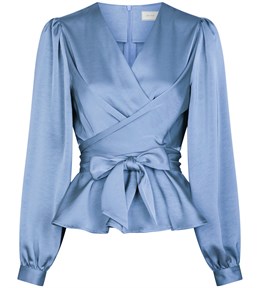 Rista Heavy Sateen Blouse Smoke Blue