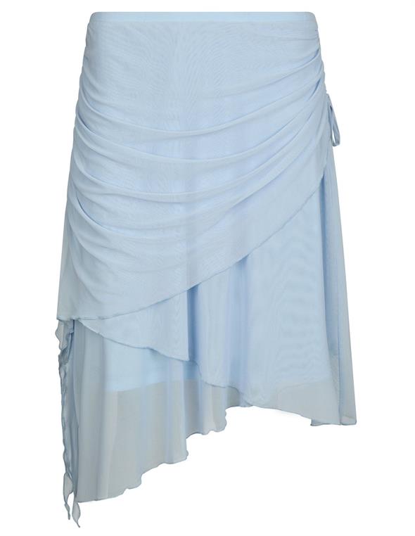 Saffron Asymmetric Mesh Skirt