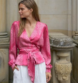 Rista Paisley Drop Blouse - Cherry Pink