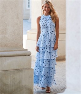 Marli Big Dot Dress - Light Blue
