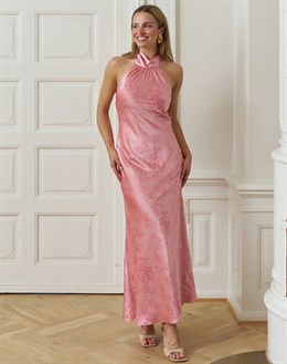 Fiona Pattern Satin Dress - Light Pink