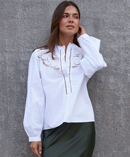 Aneliah C Poplin Emb Blouse
