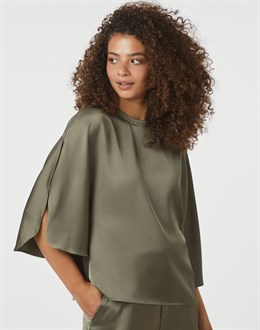 Liora Heavy Sateen Blouse - Cold Army