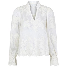 Amara Big Embroidery Blouse Off White