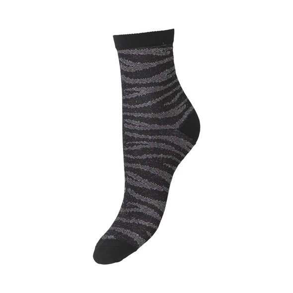 Zebra Glitzi Sock Black