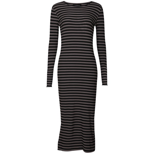 NATALIA LS DRESS BLACK DARK GREY STRIPE