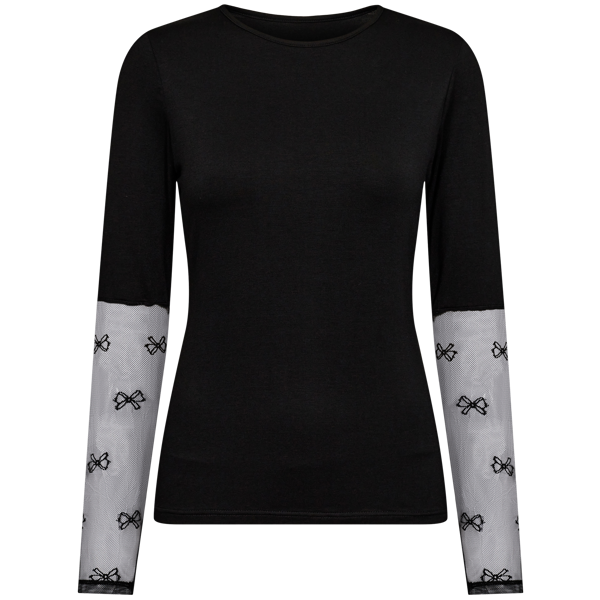 ISA LS LACE SLEEVE BLOUSE BLACK BOW