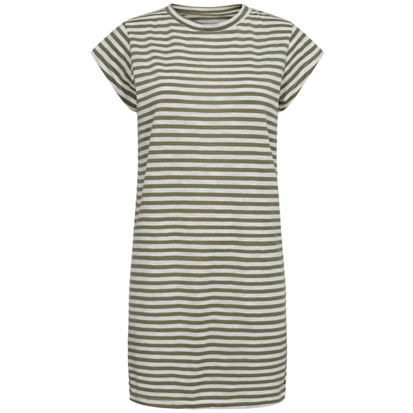 ULLA STRIPE TSHIRT DRESS ARMY WHITE STRIPE