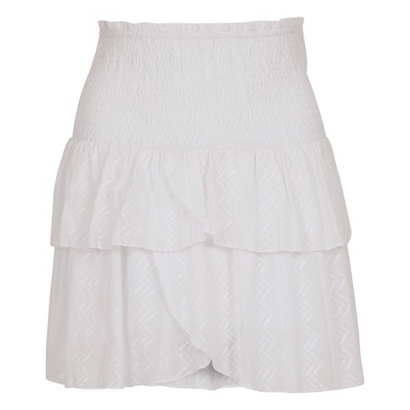 Carin hvid nederdel med zig-zag mønster